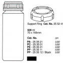 Botellas 500 ml. (70X165 mm.) PE, fondo plano, con tapa (6 unid.)